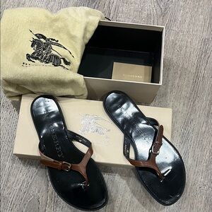 Burberry Black and Brown Women's Sandals